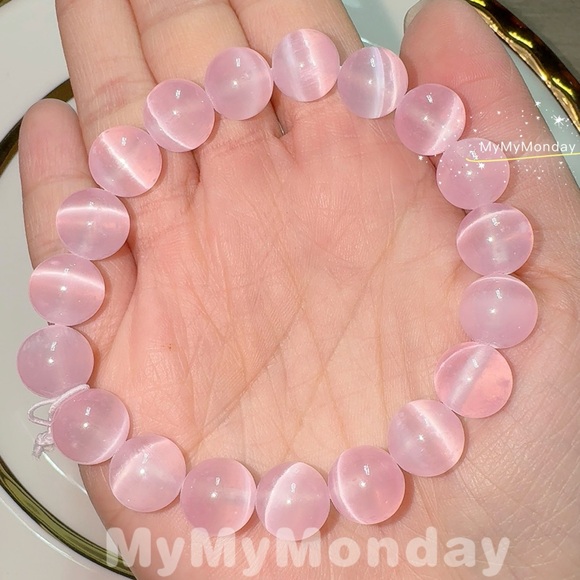 Pink Selenite Bracelet 10mm - Picture 2 of 4